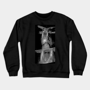 Special processing. Insane dead king. Very strong guy leaned back. Dark. Black and white. Crewneck Sweatshirt